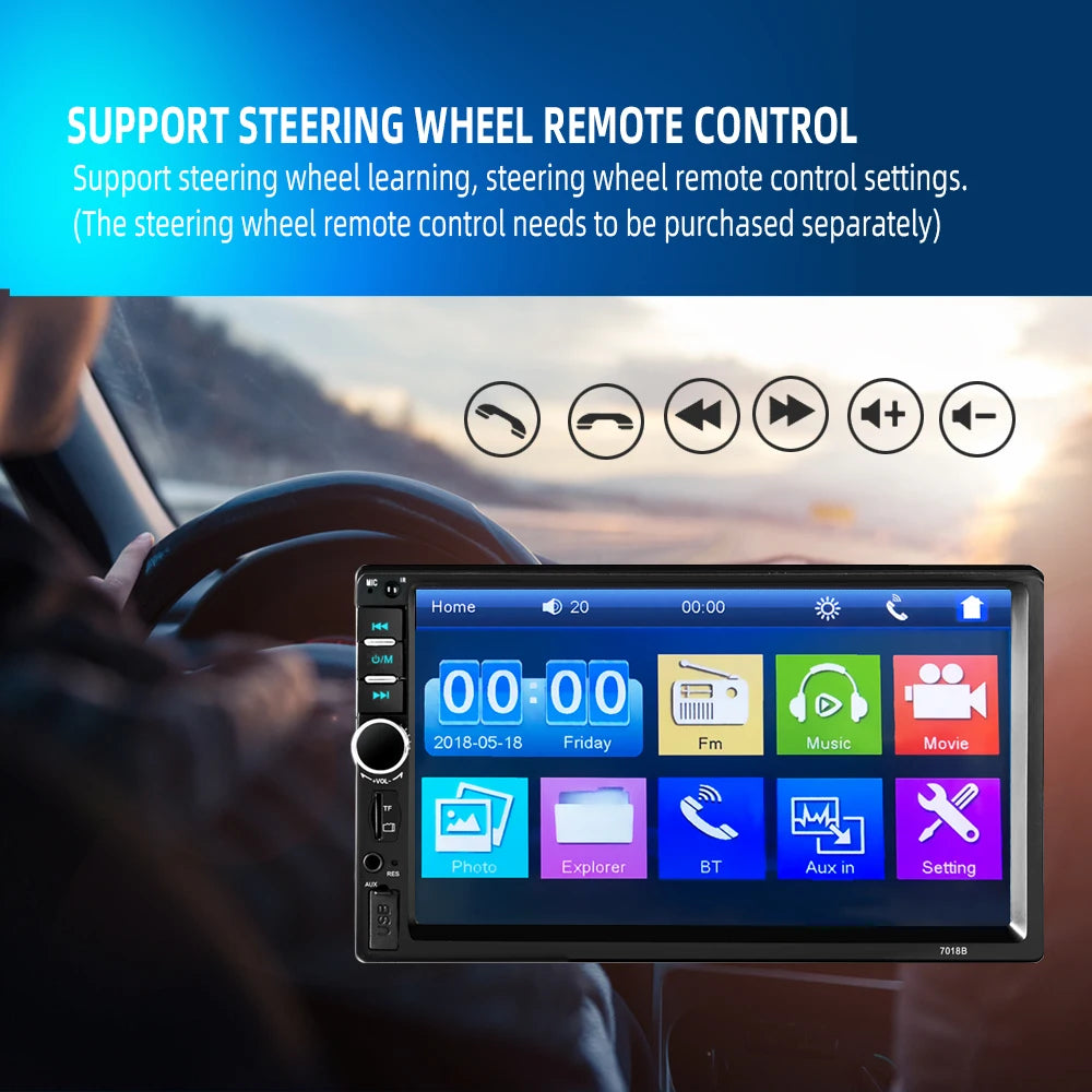 Autoradio MP5 Car Radio 2din 7" HD Touch Screen Audio Stereo 7010B Video Universal Multimedia Player Camera Bluetooth FM