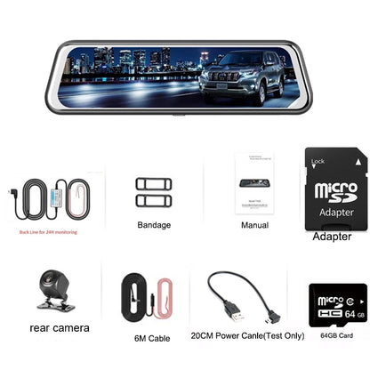 24H Dash Cam 10inch Car DVR Rear Camera Full HD 1080P Drive Video Recorder Registrator Auto Rearview Dual Dashcam Black Box