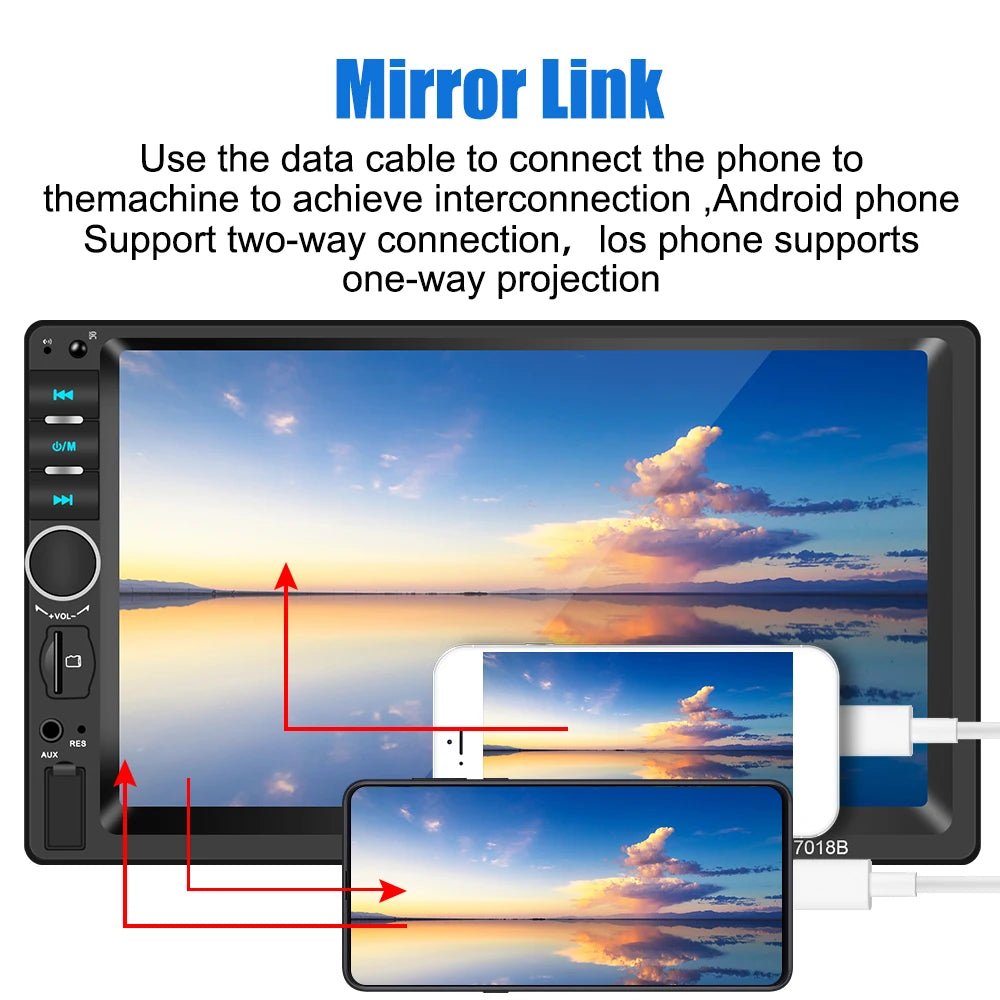 Auto Stereo Car MP5 Player 7" AUX Stereo Receiver Mirror Link Car Radio HD Head Unit 7010B /7012B/7018B 2Din