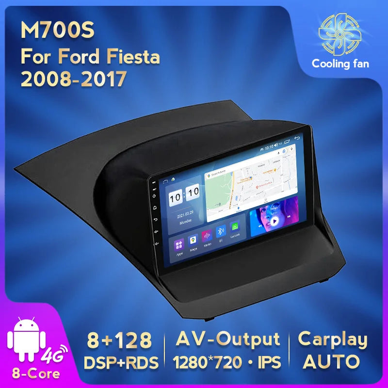 Radio Multimedia with GPS for FORD FIESTA 2009-2019 eight NucleosTS10 4G 64G,video player,Android 12,9 inch,Ford,Fiesta,Titanium